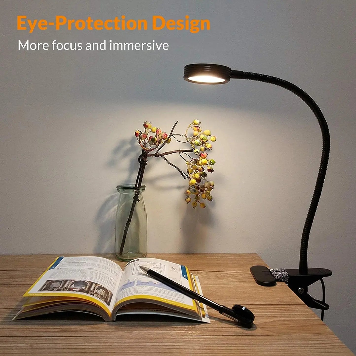 LED Clip Reading Light - 3 Colors, 5 Brightness Levels