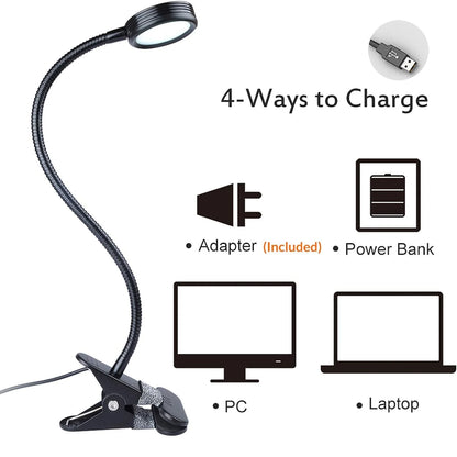 LED Clip Reading Light - 3 Colors, 5 Brightness Levels