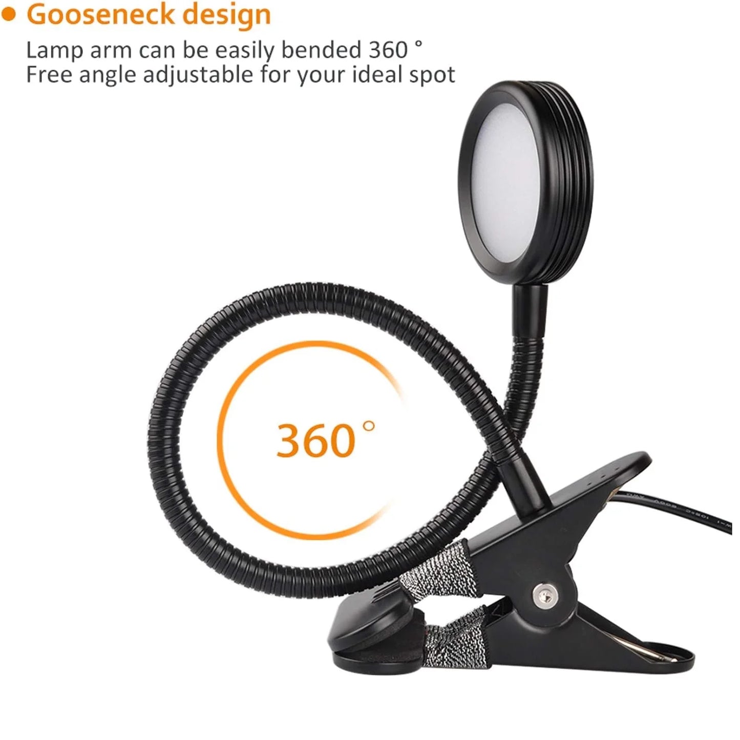 LED Clip Reading Light - 3 Colors, 5 Brightness Levels